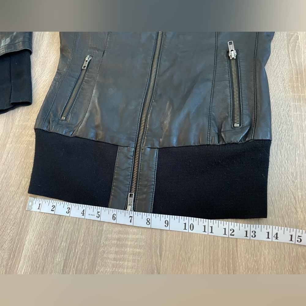 MACKAGE Artzia Genuine Lamb Black Leather Moto Jacket. XS - Picture 15 of 16